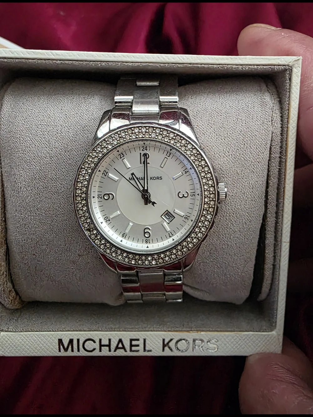 Michael Kors Silver Crystal-Trim Stainless Steel Women's Watch